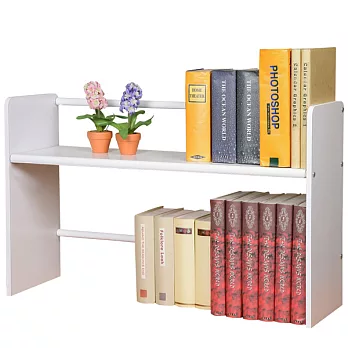 Homelike 喜家居和風伸縮式桌上書架-白(1205) 純白色