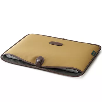 白金漢 Billingham Laptop Slip筆電專用袋/斜紋材質/15吋/卡其/巧克力邊5210334-54