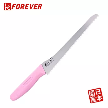 【FOREVER】日本製造鋒愛華銀抗菌鈦合金麵包刀22CM(粉)