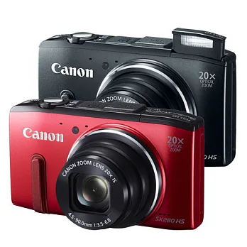 Canon PowerShot SX280 HS 20倍變焦Wifi傳輸數位相機(中文平輸) - 加送SD16G+防潑水相機包+多功能讀卡機+相機清潔組+硬式保護貼黑色