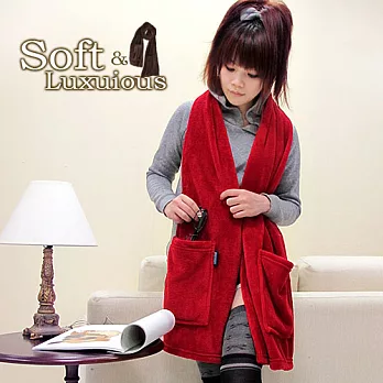 棉花田【樂邁】超細纖維創意保暖圍巾-紅色(46x190cm)