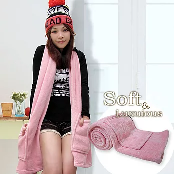 棉花田【樂邁】超細纖維創意保暖圍巾-粉色(46x190cm)