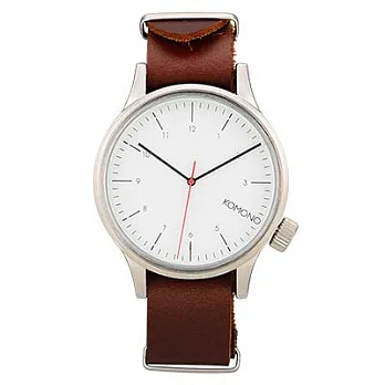 KOMONO MagnusSilverBurgundy都會型格系列腕錶-經典啡啡/46mm