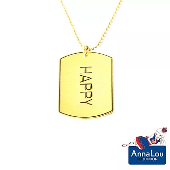 【Anna Lou OF LONDON】倫敦品牌 Inspirational Tag 優雅字墜 HAPPY 項鍊~亮金