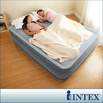 【INTEX】豪華型橫條內建電動幫浦充氣床-雙人加大-寬152cm
