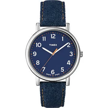 【TIMEX 】復刻牛仔丹寧個性時尚腕錶-冷光系列(藍 TXT2N955)