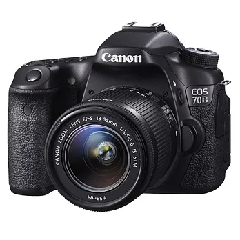 Canon EOS 70D 18-55mm STM變焦鏡組(中文平輸) - 加送SD16G+相機清潔組+硬式保護貼黑