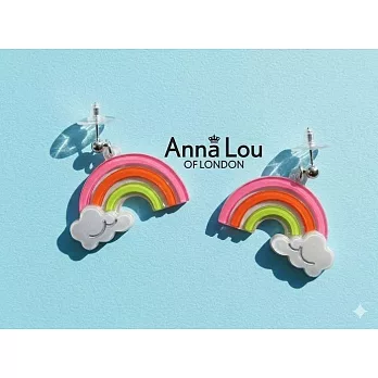 Anna Lou OF LONDON 倫敦品牌Rainbow 立體小彩虹雲朵耳環 白底