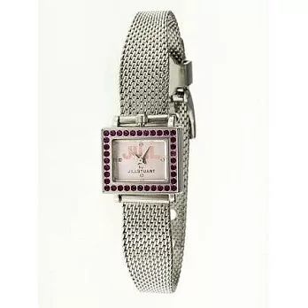 【JILL STUART】Jill by DECO MESH系列晶鑽方型框錶款 (銀/紫鑽 JISILDM002)