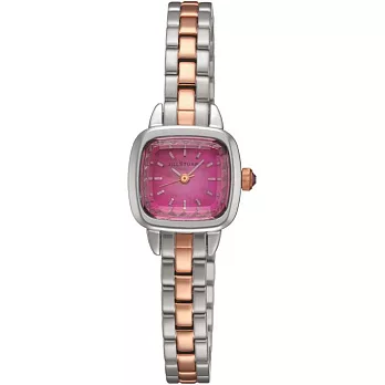 【JILL STUART】Ring Square系列優雅時尚方型錶款 (銀玫瑰金/桃紫面 JISILDV002)