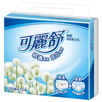 【量販組】可麗舒柔韌抽取衛生紙 100抽 (10包x8串)