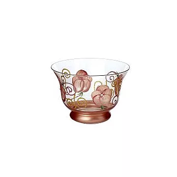 Madiggan手工彩繪玻璃玫瑰蠟燭漂浮碗-粉紅色
