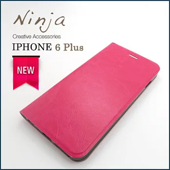 【東京御用Ninja】iPhone 6 Plus (5.5吋)經典瘋馬紋保護皮套（桃紅色）