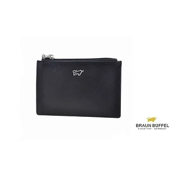 【BRAUN BUFFEL．德國小金牛】MACHT-L繽紛馬毛系列卡片零錢包-經典黑
