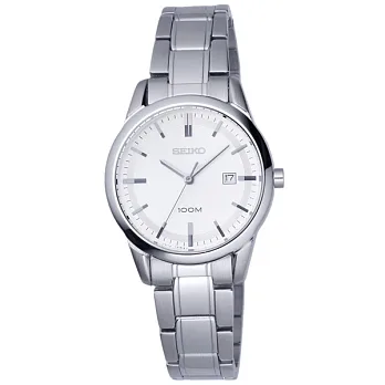 SEIKO 極致經典日期都會腕錶-銀(女)