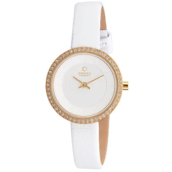 OBAKU 雅悅媛式晶鑽時尚腕錶-金x白