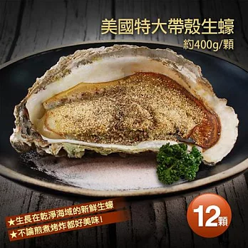 【優鮮配】美國特大帶殼生蠔X12顆(400g&plusmn;100g/顆)