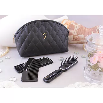 【U】Janeke亞尼佳 - < 時尚系列>隨身梳具化妝組(贈品牌限量化妝包) - 黑色
