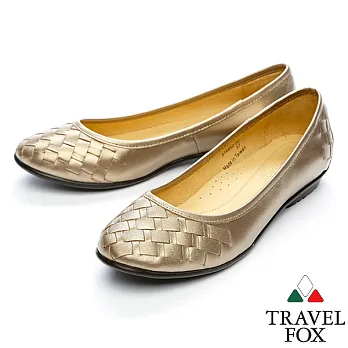 Travel Fox SOFT-編織小羊皮休閒鞋914850-00-35金色