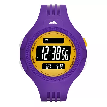 adidas 勁戰狙擊大面板電子腕錶-黃x紫