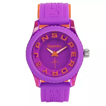 Superdry極度乾燥 Tokyo系列炫彩視覺運動腕錶-橘x紫x小