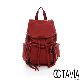 OCTAVIA 8 - 拉鏈三次方 水洗皮輕量後背包 - 磚土紅磚土紅