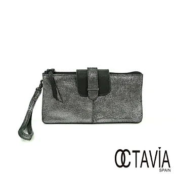 OCTAVIA真皮 - 銀河 釉晶牛皮手挽二用皮夾 - 晶灰晶灰