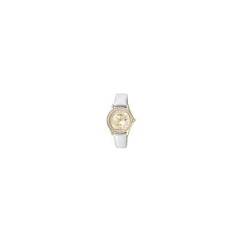 CITIZEN Eco-Drive 生命讚頌日期女錶-金x白皮帶