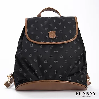 FUNNNY 日本同步 輕量尼龍復古後背包花紋黑