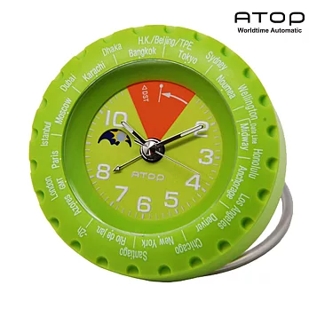 ATOP｜世界時區腕錶－24時區馬卡龍鬧鐘(芥末綠)