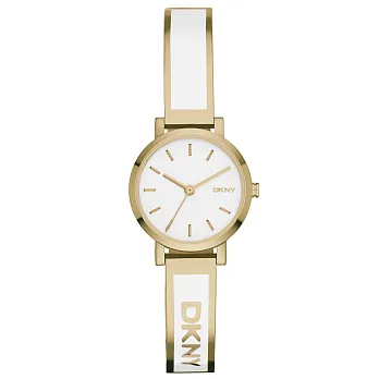 DKNY Soho經典愛戴個性腕錶-白x金