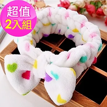 【樸生活】清新日式點點大蝴蝶結束髮帶x2入組粉色白點
