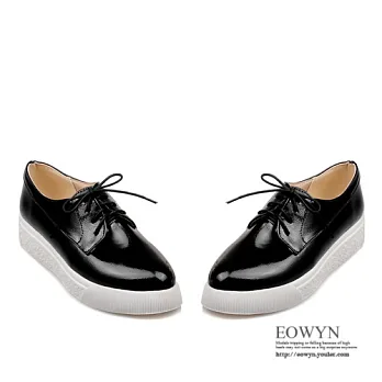 EOWYN．歐美時尚個性百搭休閒綁帶尖頭舒適平底包鞋/紳士鞋EMD00850-64/3色/34-39碼現貨+預購黑色34