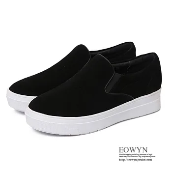 EOWYN．義大利時尚品牌甜美圓頭舒適鬆緊百搭真皮平底休閒鞋/包鞋EMD00877-95/2色/34-39碼現貨+預購黑色34