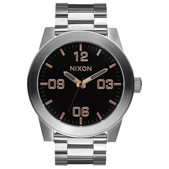 NIXON The CORPORAL SS 曠野風潮時尚運動腕錶-玫瑰金x黑x銀