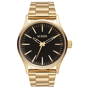 NIXON SENTRY 38 SS 極簡復刻化時尚腕錶-黑x金