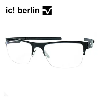 【ic!berlin光學眼鏡】正品德國柏林薄鋼設計-半框-黑(Newtons law-black)