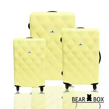 Bear Box 水漾菱格系列ABS輕硬殼行李箱/旅行箱 三件組28+24+20吋淡黃色