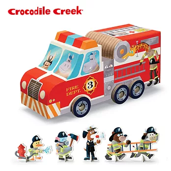 【美國Crocodile Creek】汽車造型拼圖玩樂組-消防局