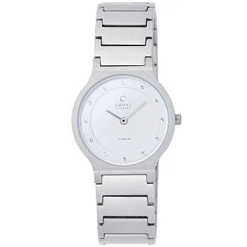 OBAKU 視覺層次晶鑽鈦金屬腕錶(銀白/小)