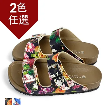 FUFA MIT 花漾限定款雙扣拖鞋(FN02) - 共兩色23黑色