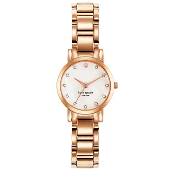 Kate Spade 艾斯皇后晶鑽時尚腕錶-白X玫瑰金