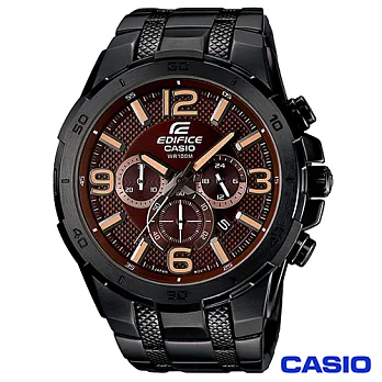 CASIO卡西歐 EFIDICE型男強悍魅力三環計時黑鋼腕錶 EFR-538BK-5A