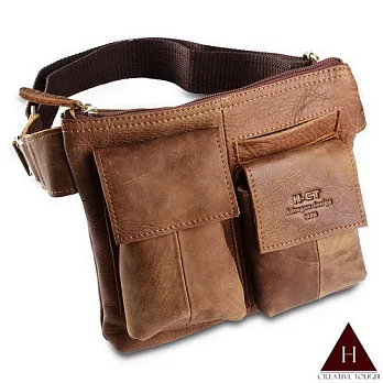【H-CT】雙口袋中型真皮腰包(B217-Z)