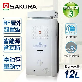 【櫻花牌】12L屋外抗風型ABS防空燒熱水器／GH-1221(天然瓦斯)