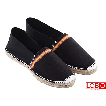 【LOBO】西班牙百年品牌Plana手工草編平底鞋-黑色旗幟 情侶男/女款35黑色旗幟