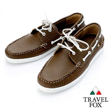 Travel Fox STYLE-荔紋牛皮帆船鞋914113-22-39橄欖色