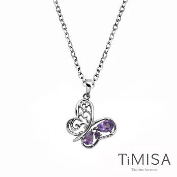 TiMISA《蝶戀》(二色)純鈦項鍊(E)紫鑽蝶