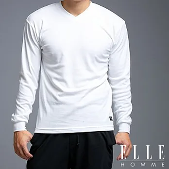 ELLE 跨年慶活動保暖V領衛生衣M白色