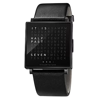 QLOCKTWO Watch-冷冽黑 DLC精鋼腕錶 - 小牛皮錶帶